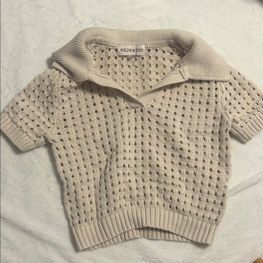 Willow & Wind Cream Knit Polo Shirt